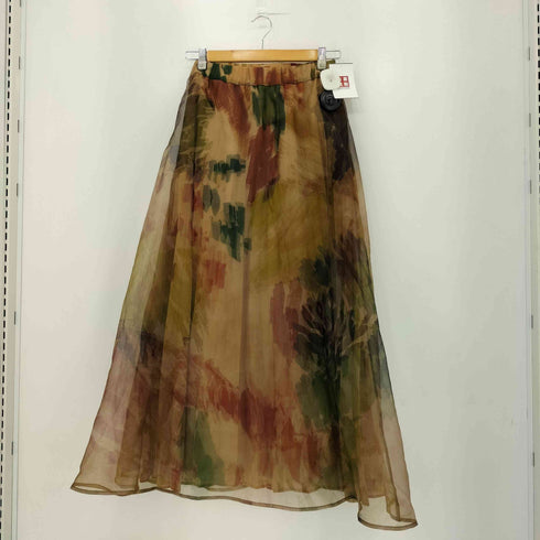 アメリ AMERI UND WILLOW PAINT PLEATS SKIRT 総柄プリーツロングスカート レディース m