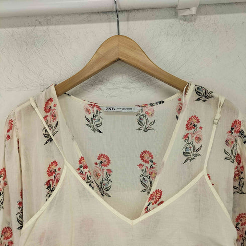 ザラ ZARA 花柄 ティアード コットン ロング ワンピース レディース import:M