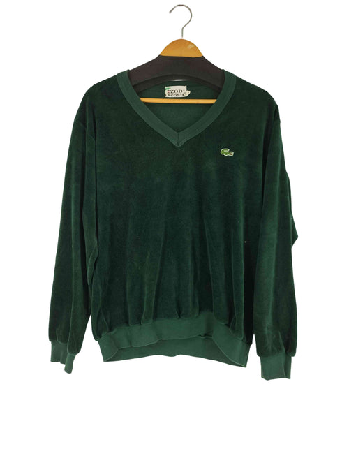 アイゾッドラコステ IZOD LACOSTE 70S ロゴ刺繍 ベロア Vネック スウェット メンズ import:XL