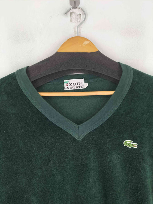 アイゾッドラコステ IZOD LACOSTE 70S ロゴ刺繍 ベロア Vネック スウェット メンズ import:XL