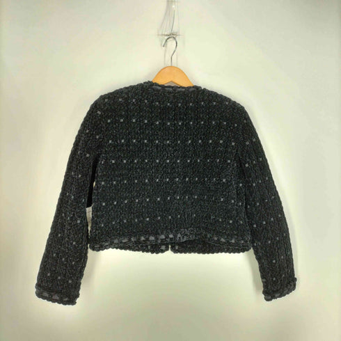 LA-BREA 金ボタン ステッチ ノーカラージャケット レディース