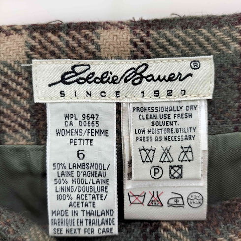 エディーバウアー Eddie Bauer 白タグ チェック柄スカート レディース 6