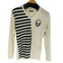 STUD MUFFIN 日本製 スカル 骸骨 フェルト ワッペン ボーダー 切替 パイル地 Vネック L/S カットソー Y2K メンズ JPN:2