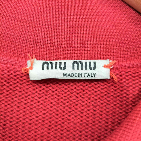 ミュウミュウ miu miu ウール100 丸襟 ケーブルニット カーディガン レディース EUR:38