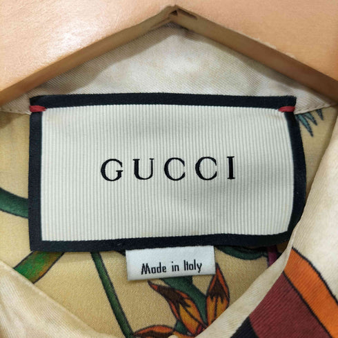 グッチ GUCCI シルク100 総柄 ピクセルブーケ ギャザー ワンピース レディース EUR:38