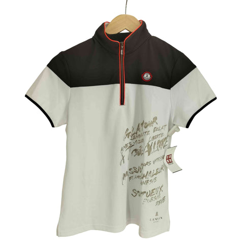 ラバンスポーツ LANVIN SPORT プリント ハーフジップ S/S ポロシャツ レディース JPN:38