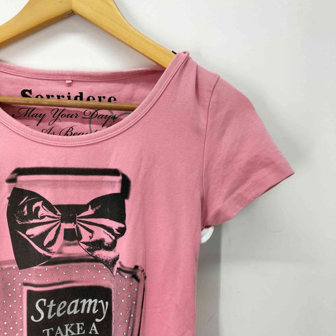 sorridere ラインストーン リボン プリントTシャツ レディース JPN:M