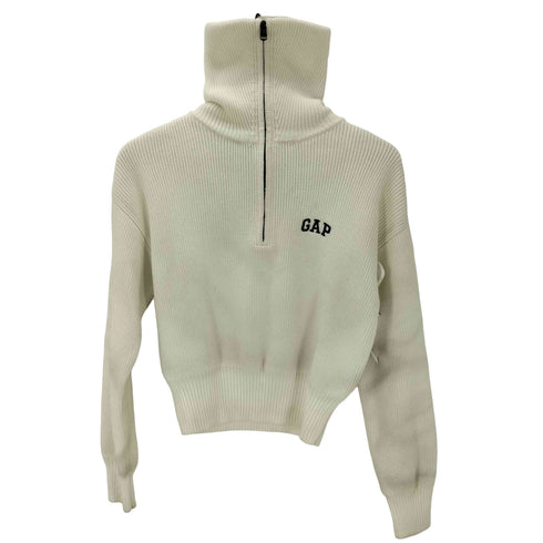 ギャップ Gap 26SS リラックス フィット Gap ロゴ ハーフジップ プルオーバー クロップド セーター ニット レディース import:XS
