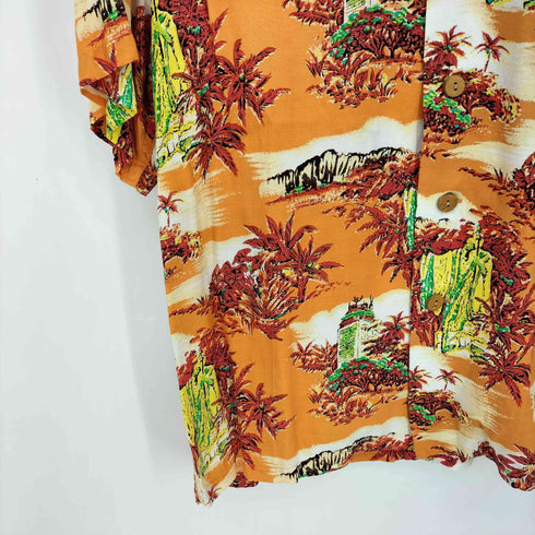 Hanauma Bay ヤシの木 プリント レーヨン100 アロハシャツ メンズ JPN:M