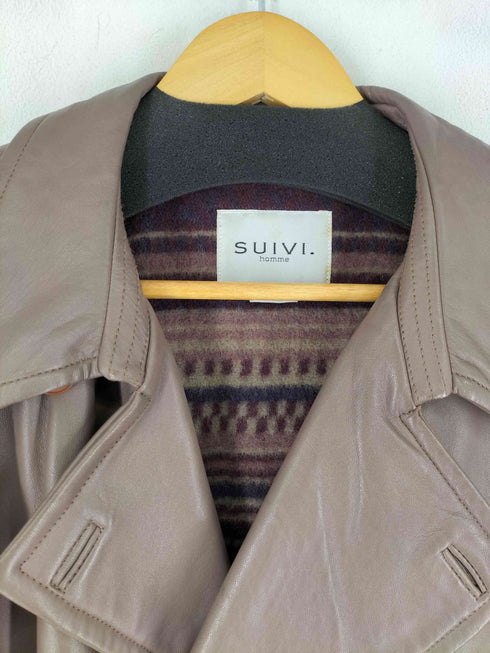 SUIVI homme レザーハーフコート メンズ import:L