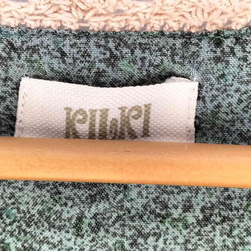 KILKI レース 袖リボン レーヨン Vネック 総柄ワンピース レディース