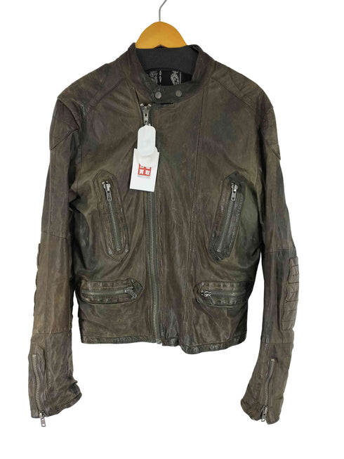 ディーゼル DIESEL 羊革 裏地ペイズリー シングルライダースジャケット メンズ import:L