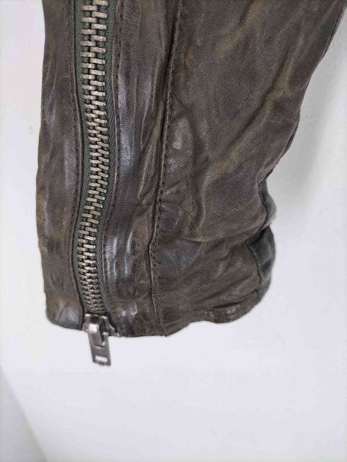 ディーゼル DIESEL 羊革 裏地ペイズリー シングルライダースジャケット メンズ import:L