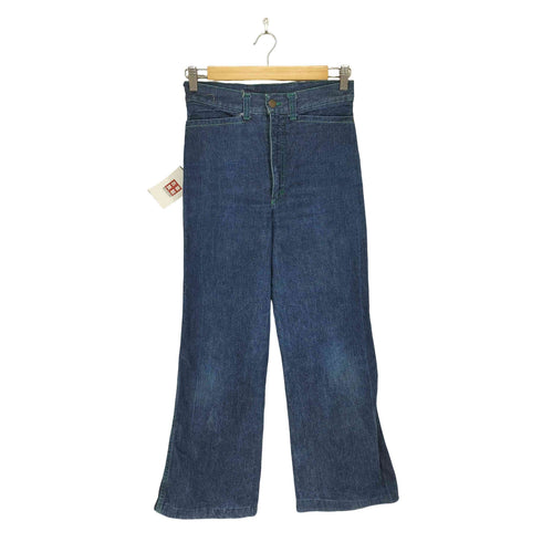 FIORUCCI YKK 片爪 グリーンステッチセミフレアデニムパンツ Y2K レディース 28