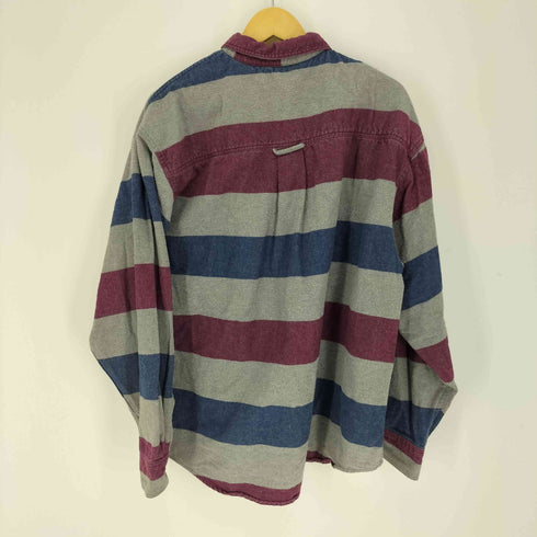 エディーバウアー Eddie Bauer 80-90S 黒タグ USA製 マルチストライプ L/S BD シャツ メンズ import:XL