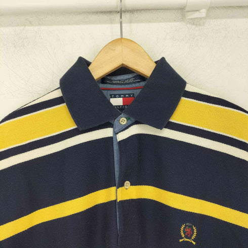 トミーヒルフィガー TOMMY HILFIGER マルチボーダー エンブレム ロングポロシャツ メンズ import:L