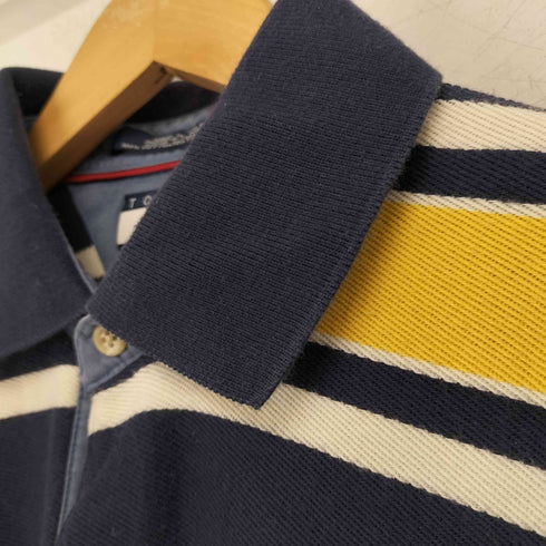 トミーヒルフィガー TOMMY HILFIGER マルチボーダー エンブレム ロングポロシャツ メンズ import:L