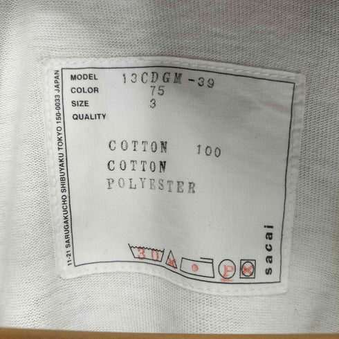 サカイ Sacai 袖切替フロントプリント L/S Tシャツ メンズ 3