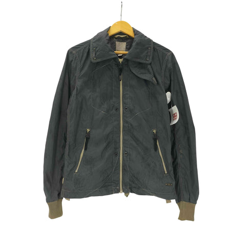 ディーゼル DIESEL 00S OLD 染め 加工 チンスト付き 2Way ダスティ ナイロン フライト ボンバー ジャケット Y2K メンズ import:S