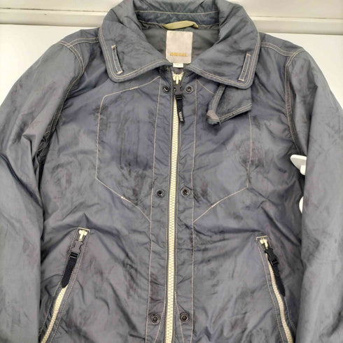 ディーゼル DIESEL 00S OLD 染め 加工 チンスト付き 2Way ダスティ ナイロン フライト ボンバー ジャケット Y2K メンズ import:S