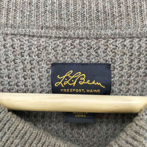 エルエルビーン L.L.Bean 00s 筆記体タグ復刻 ヘンリーネック コットンウール ニット セーター メンズ import:XL