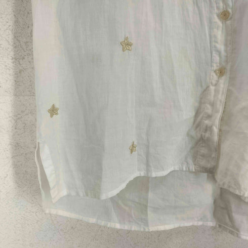 ラウンジドレス Loungedress スター刺繍 ネックスリットコットンシャツ レディース