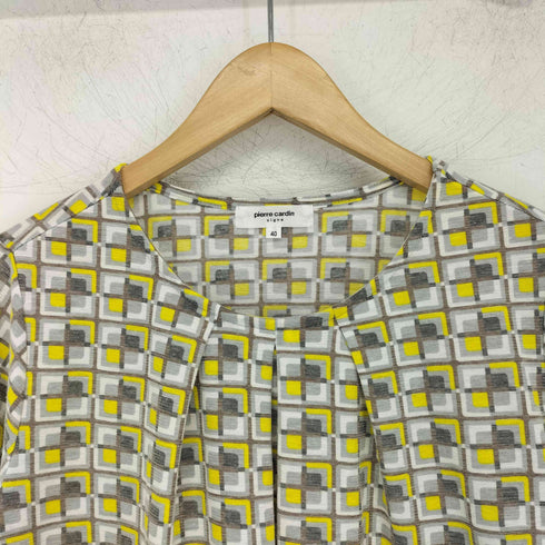 ピエールカルダン pierre cardin クルーネック 総柄 デザイン カットソー レディース 40