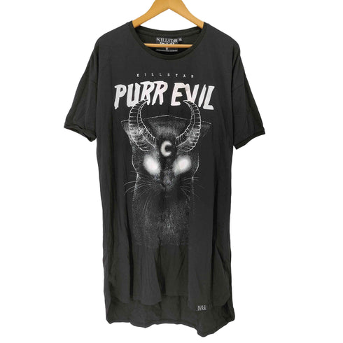 キルスター KILLSTAR Y2K パンク PURR EVIL ロング Tシャツ ワンピース レディース JPN:XL
