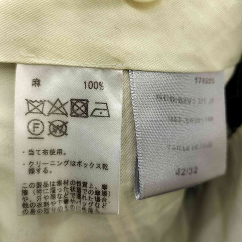 ベルナルドザンス BERNARD ZINS 2プリーツサイドアジャスター リネンスラックス パンツ メンズ 42/32