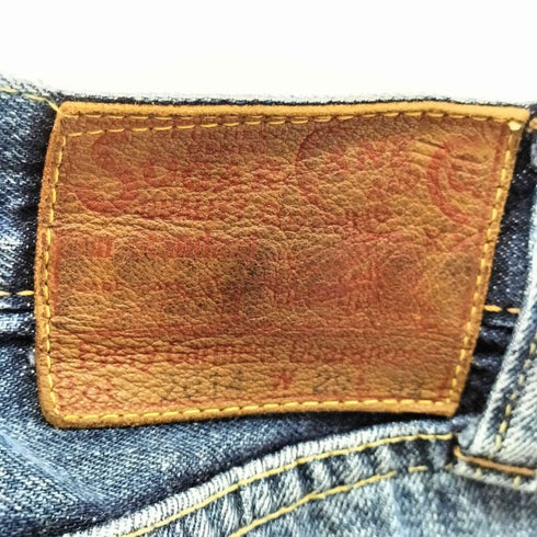 シュガーケーン SUGAR CANE 2014 赤革パッチ ボタンフライ デニムパンツ メンズ W29L32