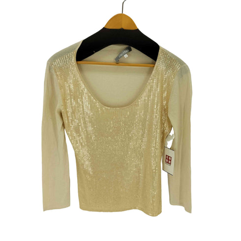 マックスマーラ MAX MARA シルクカシミヤ Uネック スパンコールカットソー レディース import:M