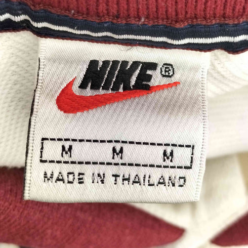 ナイキ NIKE 90s 銀タグ DRI-FIT スウッシュロゴ 刺繍 ヘリンボーン織 メッシュ切替 半袖シャツ メンズ import:M