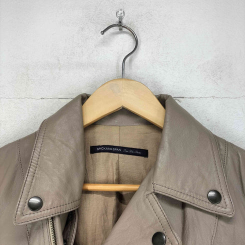 スピックアンドスパン Spick and Span pig leather ピッグレザーダブルライダースジャケット レディース 38
