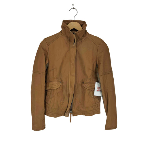 FAITHFUL FANATIC lamb leather ラムレザーニット切替ダブルジップジャケット レディース F