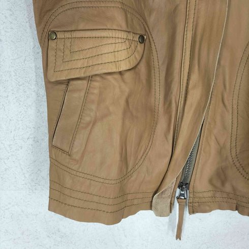 FAITHFUL FANATIC lamb leather ラムレザーニット切替ダブルジップジャケット レディース F