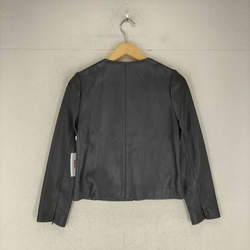 グーコミューン GOUT COMMUN lamb leather ラムレザーノーカラージップジャケット レディース 36