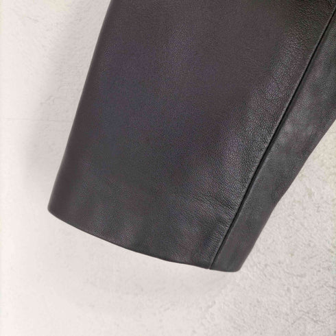 グーコミューン GOUT COMMUN lamb leather ラムレザーノーカラージップジャケット レディース 36