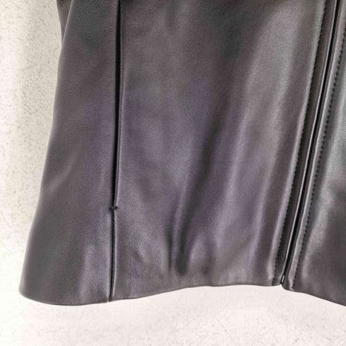 グーコミューン GOUT COMMUN lamb leather ラムレザーノーカラージップジャケット レディース 36