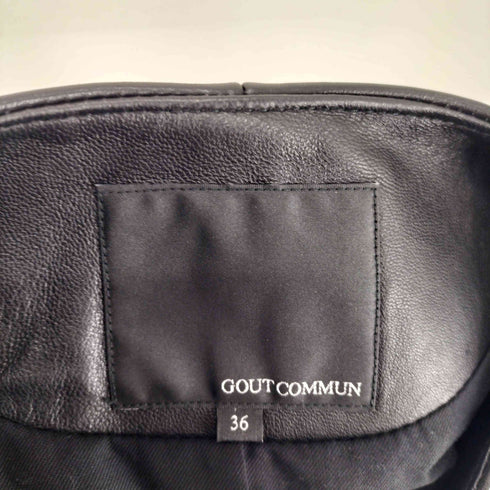 グーコミューン GOUT COMMUN lamb leather ラムレザーノーカラージップジャケット レディース 36