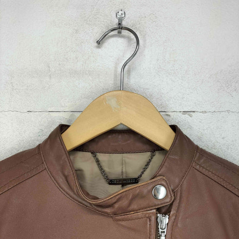 セシルマクビー CECIL McBEE lamb leather ラムレザーシングルライダースジャケット レディース M