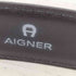 アイグナー AIGNER イタリア製 シルバーバックル ロゴプレート レザー ベルト メンズ 2 W 80/32