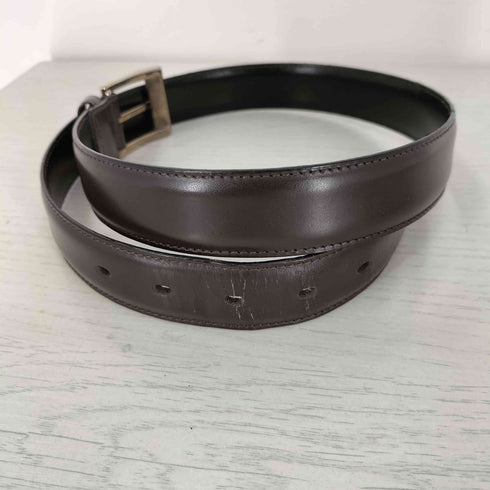 アイグナー AIGNER イタリア製 シルバーバックル ロゴプレート レザー ベルト メンズ 14 W 80/32