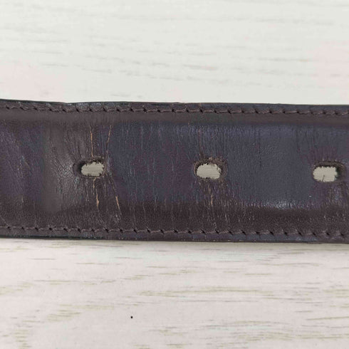 アイグナー AIGNER イタリア製 シルバーバックル ロゴプレート レザー ベルト メンズ 14 W 80/32