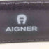 アイグナー AIGNER イタリア製 シルバーバックル ロゴプレート レザー ベルト メンズ 14 W 80/32