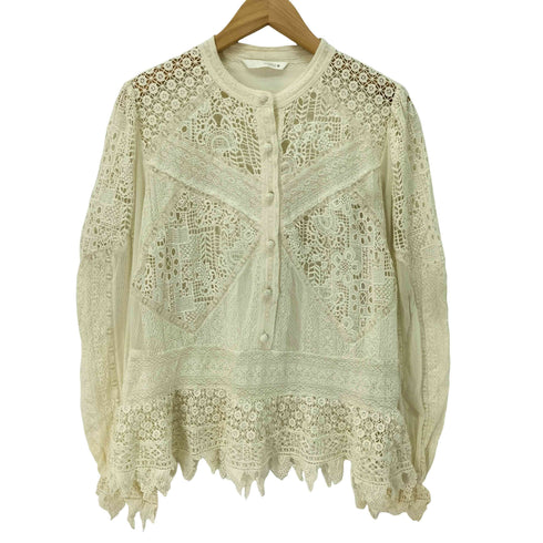 ザラ ZARA ZW COLLECTION レース刺繍入りブラウス レディース import:XL