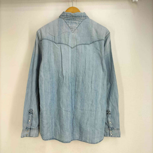 トミーヒルフィガーデニム TOMMY HILFIGER DENIM イタリアン生地 ロゴ刺繍 デニムウエスタンシャツ メンズ import:XL