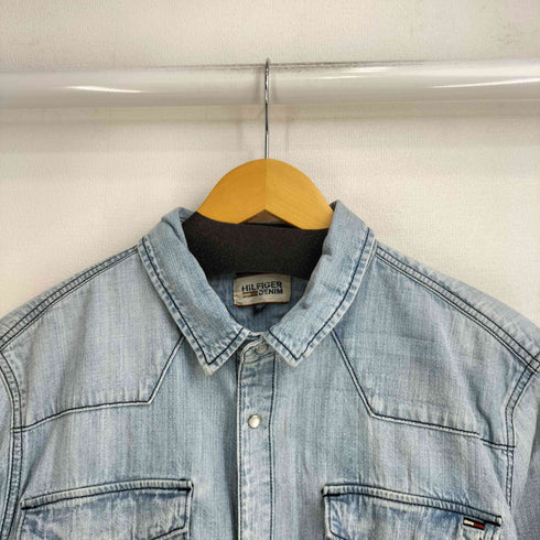 トミーヒルフィガーデニム TOMMY HILFIGER DENIM イタリアン生地 ロゴ刺繍 デニムウエスタンシャツ メンズ import:XL