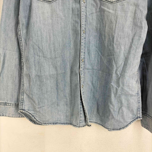 トミーヒルフィガーデニム TOMMY HILFIGER DENIM イタリアン生地 ロゴ刺繍 デニムウエスタンシャツ メンズ import:XL