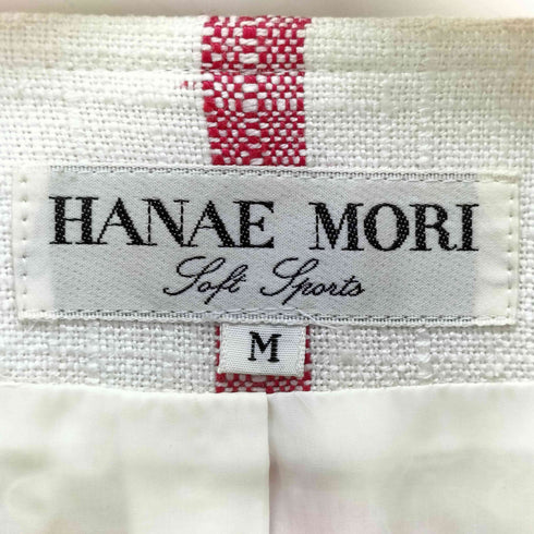 ハナエモリ HANAE MORI レーヨンシルク ノーカラー ツイード チェック ジャケット レディース JPN:M