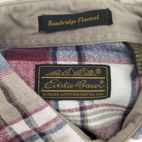 エディーバウアー Eddie Bauer 90S 黒タグ BAINBRIDGE FLANNEL シャツ メンズ import:L